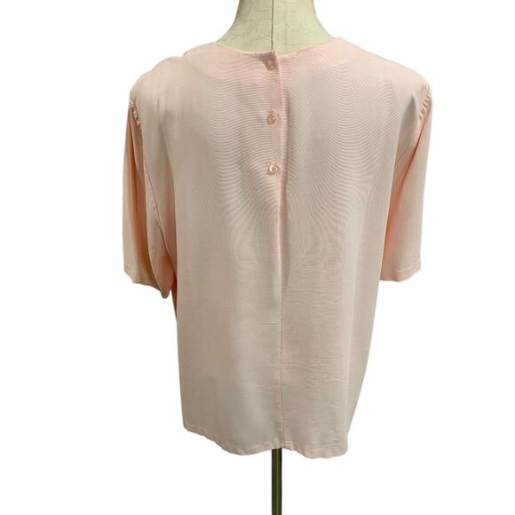 22W Ms Russ Womens 1980s Pink Blouse Shirt Short Sleeve Pullover - Picture 5 of 9